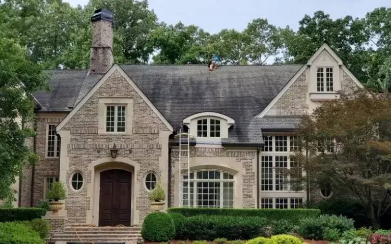 Before Roof Power Washing